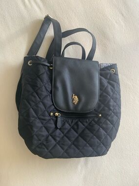 U.S. Polo Assn. Quilted Black Backpack with Gold Logo